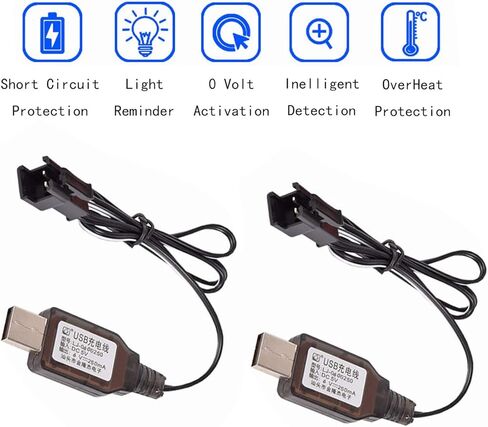 6v Battery 1400mah Ni-Cd Rechargable SM-2P Batteries with USB Cable for Q60 Q61 1/16 Military RC Truck RC Stunt Car Solar Outdoor Light Security Light in Saudi Arabia