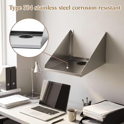 Hicarer Wall Mounted Pos Printer Shelf 7" x 10" x 5.5" Stainless Steel Receipt Ticket Printer Stand for Restaurant Cafe Retail Pos System, with Wire Take-up Hole in Kuwait
