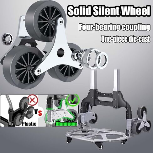 Stair Climbing Cart, 330LB Capacity Collapsible Stair Climbing Dolly,Cart for Stairs with Bungee Cord and Swivel Wheels 50L Shopping Bag,Hand Trucks for Moving Shopping, Office Use in Saudi Arabia