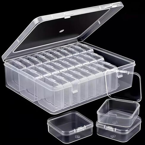 31pcs (30pcs Small Box + 1pc Large Box) Plastic Storage Box Set, Transparent Portable Storage Box, Multi-Functional Crafts, Beads, Hair Additions, Jewelry And Hardware Small Objects Container in Kuwait