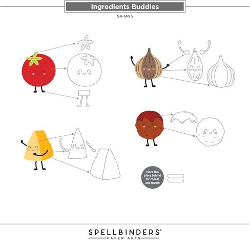 Spellbinders S4-1495 Ingredients Buddies Etched Dies from The BUON Appetito Collection in Kuwait