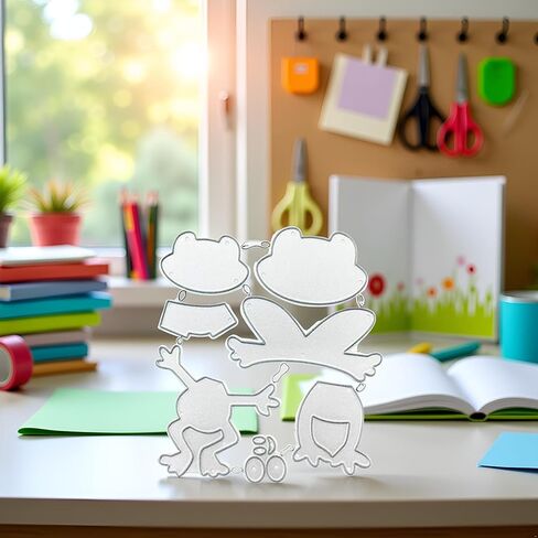 Silver Frogs Metal Cutting Die Template Paper Cards Cutting Dies Cut Stencils for Card Making Book Tag，Die-Cutting and Embossing,Scrapbooking Die-Cuts in Kuwait
