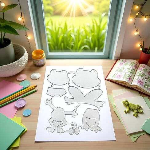 Silver Frogs Metal Cutting Die Template Paper Cards Cutting Dies Cut Stencils for Card Making Book Tag，Die-Cutting and Embossing,Scrapbooking Die-Cuts in Kuwait