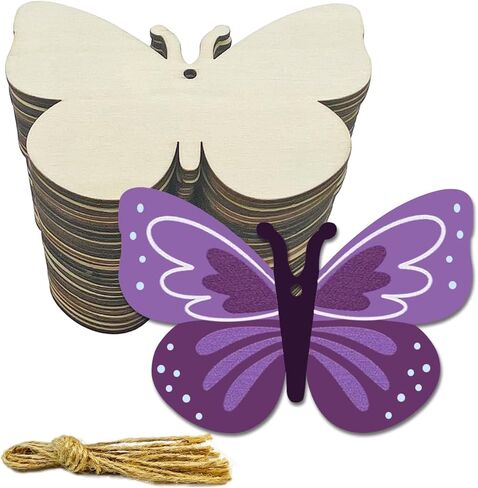 30 Pack 4 Inch Butterfly Unfinished Wooden Butterfly Blank Wood Insect Shaped Slices Cutouts for Birthday DIY Painting Tags Wedding Home Decorations in Saudi Arabia