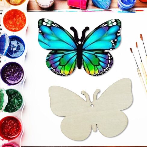 30 Pack 4 Inch Butterfly Unfinished Wooden Butterfly Blank Wood Insect Shaped Slices Cutouts for Birthday DIY Painting Tags Wedding Home Decorations in Saudi Arabia