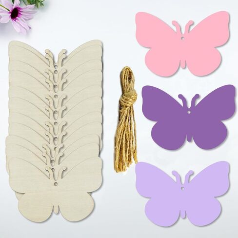 30 Pack 4 Inch Butterfly Unfinished Wooden Butterfly Blank Wood Insect Shaped Slices Cutouts for Birthday DIY Painting Tags Wedding Home Decorations in Saudi Arabia