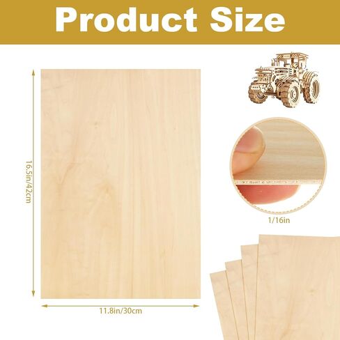25Pcs 16 x 12 x 1/16 Inch Basswood Sheets, Unfinished Basswood Sheets, Plywood Sheet for Arts and Crafts, Painting, Pyrography, Wood Engraving, Wood Burning, Laser, Architectural Models in Kuwait