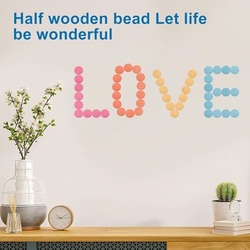 250PCS Half Wooden Balls for Crafts Unfinished Natural Small Half Beads for Crafts DIY Projects Party Decorative (15mm) in Saudi Arabia