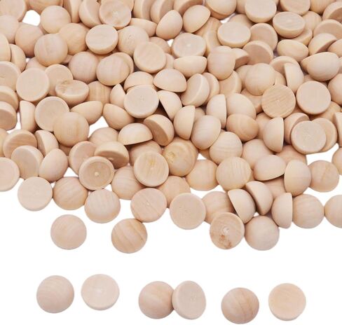 250PCS Half Wooden Balls for Crafts Unfinished Natural Small Half Beads for Crafts DIY Projects Party Decorative (15mm) in Saudi Arabia