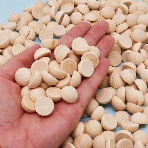 250PCS Half Wooden Balls for Crafts Unfinished Natural Small Half Beads for Crafts DIY Projects Party Decorative (15mm) in Saudi Arabia