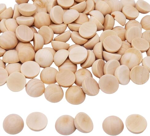 250PCS Half Wooden Balls for Crafts Unfinished Natural Small Half Beads for Crafts DIY Projects Party Decorative (15mm) in Saudi Arabia