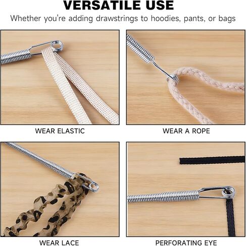 10 Pack Spring Drawstring Threader Tool, Metal Elastic Rope Threading Clip, Easy Threading Tool for Hoodies Pants Bags Drawstring Replacement in Kuwait