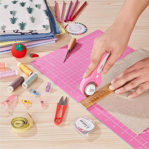 Rotary Cutter For Fabric, Ergonomic Handle Rolling Cutter with Safety Lock for Fabric, Leather, Crafting, Sewing, Quilting, Fabric Rotary Cutter Perfect for Left & Right Hand (Pink) in Saudi Arabia