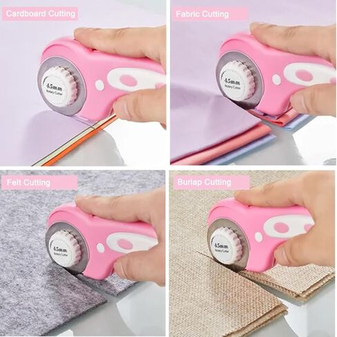 Rotary Cutter For Fabric, Ergonomic Handle Rolling Cutter with Safety Lock for Fabric, Leather, Crafting, Sewing, Quilting, Fabric Rotary Cutter Perfect for Left & Right Hand (Pink) in Saudi Arabia