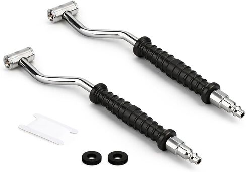 GASHER 2 Pack Black Rubber-grip Tire Inflation Nozzle with Angled Extension Tube, Dual Head Air Valve Adapter with 1/4" NPT-1/4" Flow Nickel-plated Quick Iron Connector in Kuwait