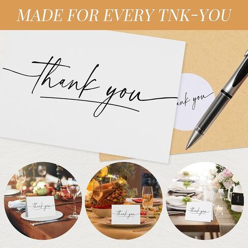 TONOS Thank You Cards with Envelopes, 24 Pack, 3.5x5 Inch, Blank Inside – Minimalist Thank You Notes for Wedding, Baby & Bridal Shower, Coworkers, Small Business, Perfect for Mother’s Day & Father’s Day Gifts in Kuwait