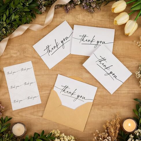 TONOS Thank You Cards with Envelopes, 24 Pack, 3.5x5 Inch, Blank Inside – Minimalist Thank You Notes for Wedding, Baby & Bridal Shower, Coworkers, Small Business, Perfect for Mother’s Day & Father’s Day Gifts in Kuwait