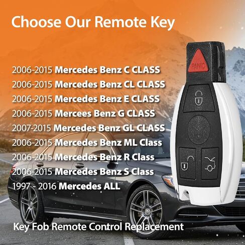 Keyless Key Fob Remote Control Replacement for 1997-2016 Mercedes Benz C CL E G GL ML R S Class IYZ3312 IYZ3317 315MHz 4 Buttons in Saudi Arabia