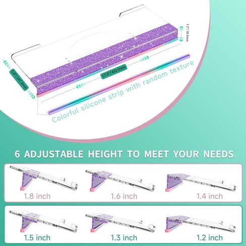 Ergonomic Computer Keyboard Stand - Adjustable Keyboard Riser Tilt Clear and Glitter Purple Acrylic Keyboard Tray Non-Slip Elevated Typing Key Board Holder Lift for Home Office Desk Accessories in Kuwait