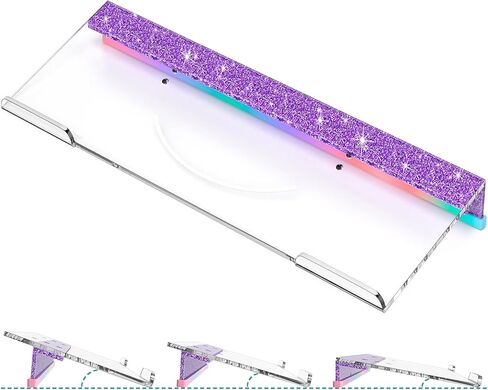 Ergonomic Computer Keyboard Stand - Adjustable Keyboard Riser Tilt Clear and Glitter Purple Acrylic Keyboard Tray Non-Slip Elevated Typing Key Board Holder Lift for Home Office Desk Accessories in Saudi Arabia