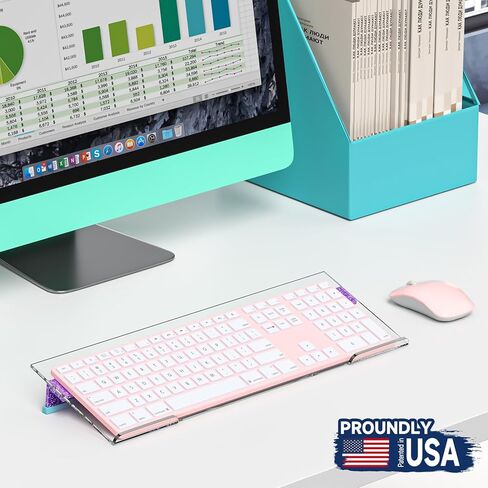 Ergonomic Computer Keyboard Stand - Adjustable Keyboard Riser Tilt Clear and Glitter Purple Acrylic Keyboard Tray Non-Slip Elevated Typing Key Board Holder Lift for Home Office Desk Accessories in Kuwait