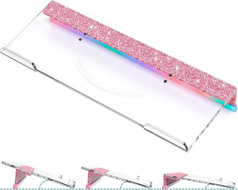 Ergonomic Computer Keyboard Stand - Adjustable Keyboard Riser Tilt Clear and Glitter Purple Acrylic Keyboard Tray Non-Slip Elevated Typing Key Board Holder Lift for Home Office Desk Accessories in Kuwait