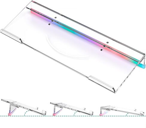 Ergonomic Computer Keyboard Stand - Adjustable Keyboard Riser Tilt Clear and Glitter Purple Acrylic Keyboard Tray Non-Slip Elevated Typing Key Board Holder Lift for Home Office Desk Accessories in Kuwait
