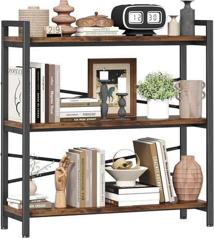 Book Shelf, 3 Tier Bookshelf 31.49" Width, Book Shelf Storage and Organization, Wooden and Metal Industrial Bookcase, Large Book Shelves for Home Living Room Bedroom Office Storage(Vintage) in Saudi Arabia