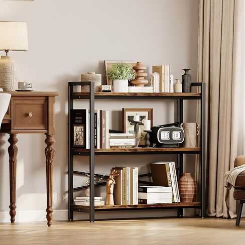 Book Shelf, 3 Tier Bookshelf 31.49" Width, Book Shelf Storage and Organization, Wooden and Metal Industrial Bookcase, Large Book Shelves for Home Living Room Bedroom Office Storage(Vintage) in Saudi Arabia