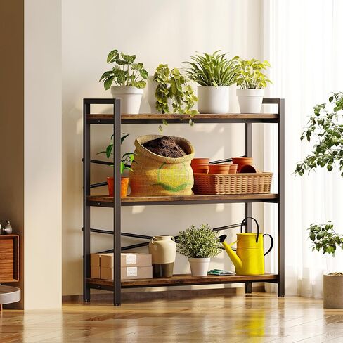 Book Shelf, 3 Tier Bookshelf 31.49" Width, Book Shelf Storage and Organization, Wooden and Metal Industrial Bookcase, Large Book Shelves for Home Living Room Bedroom Office Storage(Vintage) in Saudi Arabia
