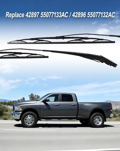 1 Pair Front Windshield Wiper Arm & Blade Kit Fit for Dodge Ram 1500 2500 3500 4500 5500 2005-2008 Replace Left: 42897 55077133AC 55077133AD, Right: 42896 55077132AC 55077132AD in Kuwait
