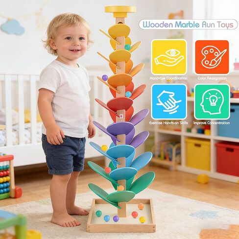 Wooden Marble Run Music Tree, Montessori Toy for Ages 3+, Marble Run Learning Game, Creative Color Sorting Toy, Birthday Gift for Boys and Girls Ages 4-8 in Saudi Arabia