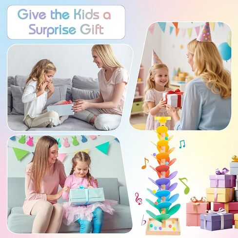 Wooden Marble Run Music Tree, Montessori Toy for Ages 3+, Marble Run Learning Game, Creative Color Sorting Toy, Birthday Gift for Boys and Girls Ages 4-8 in Saudi Arabia