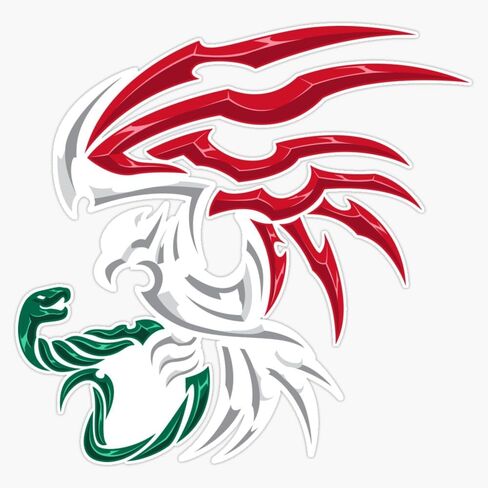 Mexico Flag - Mexican Coat of Arms Tribal Style Sticker Vinyl Decal Bumper Sticker 5" in Kuwait