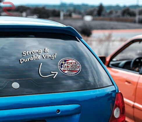 Patriotic God Bless America Christian Sticker – 4" Round, Waterproof Decal (2 Pack) – American Flag with Psalm 33:12 – Durable Vinyl for Cars, Laptops & More in Kuwait
