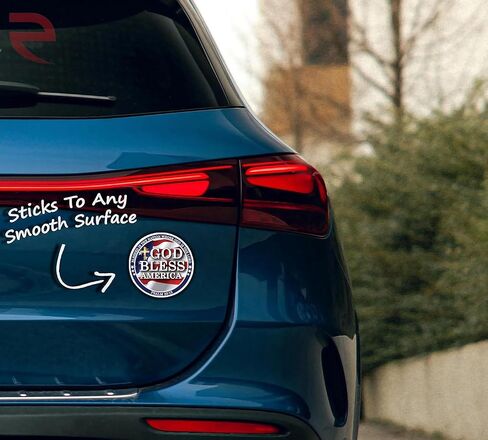 Patriotic God Bless America Christian Sticker – 4" Round, Waterproof Decal (2 Pack) – American Flag with Psalm 33:12 – Durable Vinyl for Cars, Laptops & More in Kuwait