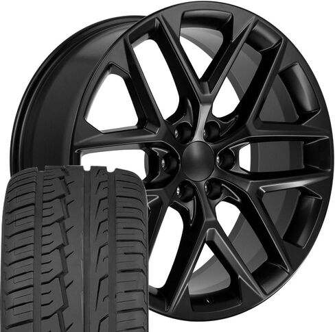 إطارات وإطارات OE Wheels CV62 مقاس 24 بوصة تناسب Silverado 1500 Style 6x139.7 24x10 أسود لامع - هولاندر 14078 - iMove GEN 2 295/35-24 (مجموعة من 4) in Kuwait