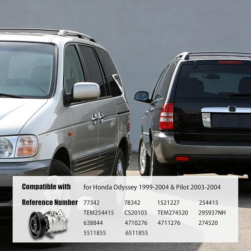 ضاغط مكيف الهواء متوافق مع Acura MDX 2001-2002، Honda Odyssey 1999-2004، Pilot 2003-2004 استبدل OE 78342، 77342، 38810P8FA01، 38810RN0A01 ضاغط تيار متردد للسيارة in Kuwait