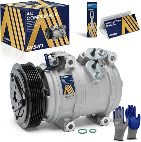 AISIN AFTERMARKET ACCT-00048 Air Conditioner AC Compressor - Compatible with Toyota Sienna 2004-2006 3.3L - with 6-Pulley Groove, with Clutch in Kuwait
