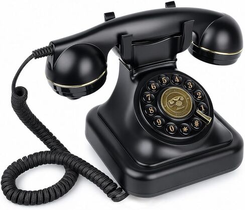 Uvital Retro Landline Telephone, Vintage Corded Desk Telephone, Old Fashioned Dial Button Phone with Redial Function, Loud Ringer for Home/Office, Black in Saudi Arabia