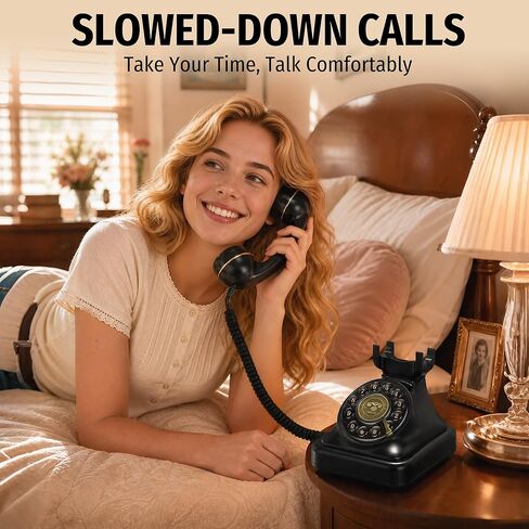Uvital Retro Landline Telephone, Vintage Corded Desk Telephone, Old Fashioned Dial Button Phone with Redial Function, Loud Ringer for Home/Office, Black in Saudi Arabia