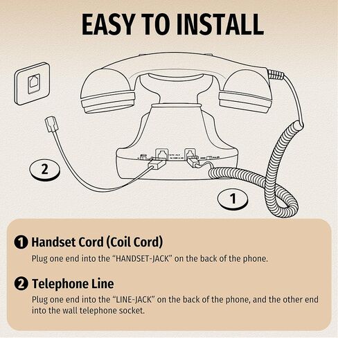 Uvital Retro Landline Telephone, Vintage Corded Desk Telephone, Old Fashioned Dial Button Phone with Redial Function, Loud Ringer for Home/Office, Black in Saudi Arabia