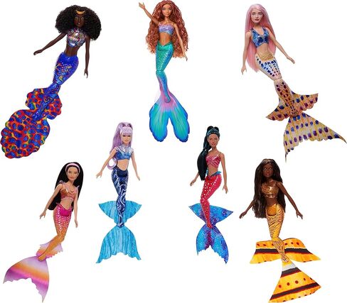 Mattel Disney The Little Mermaid Ultimate Ariel Sisters 7-Pack Set, Collection of 7 Fashion Mermaid Dolls, Toys Inspired by the Movie in Kuwait