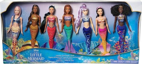 Mattel Disney The Little Mermaid Ultimate Ariel Sisters 7-Pack Set, Collection of 7 Fashion Mermaid Dolls, Toys Inspired by the Movie in Kuwait
