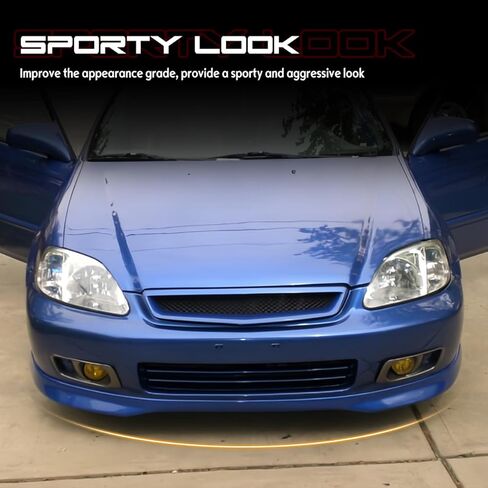 Front Bumper Lip, Compatible with 1999-2000 Honda Civic, Type R Style Flexible Polyurethane(PU) Front Lip Chin Spoiler Splitter, Unpainted Black in Kuwait