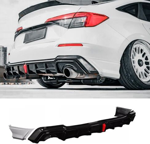 Rear Bumper Diffuser Lip Splitter Spoiler for Honda Civic Sedan 2022 2023 2024 2025 2026 YOFER V2 (White) in Saudi Arabia