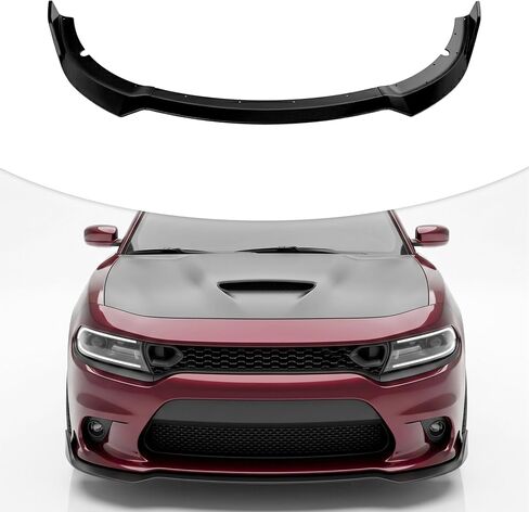 Front Bumper Lip Compatible with 2015-2023 Dodge Charger SRT Sport Style AMPP Front Bumper Lip Spoiler Air Chin AMPP Design Body Kit Splitter Black ABS in Saudi Arabia