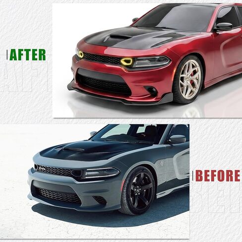 Front Bumper Lip Compatible with 2015-2023 Dodge Charger SRT Sport Style AMPP Front Bumper Lip Spoiler Air Chin AMPP Design Body Kit Splitter Black ABS in Saudi Arabia