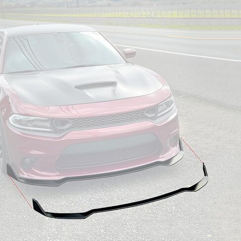Front Bumper Lip Compatible with 2015-2023 Dodge Charger SRT Sport Style AMPP Front Bumper Lip Spoiler Air Chin AMPP Design Body Kit Splitter Black ABS in Saudi Arabia