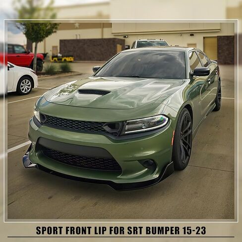 Front Bumper Lip Compatible with 2015-2023 Dodge Charger SRT Sport Style AMPP Front Bumper Lip Spoiler Air Chin AMPP Design Body Kit Splitter Black ABS in Saudi Arabia